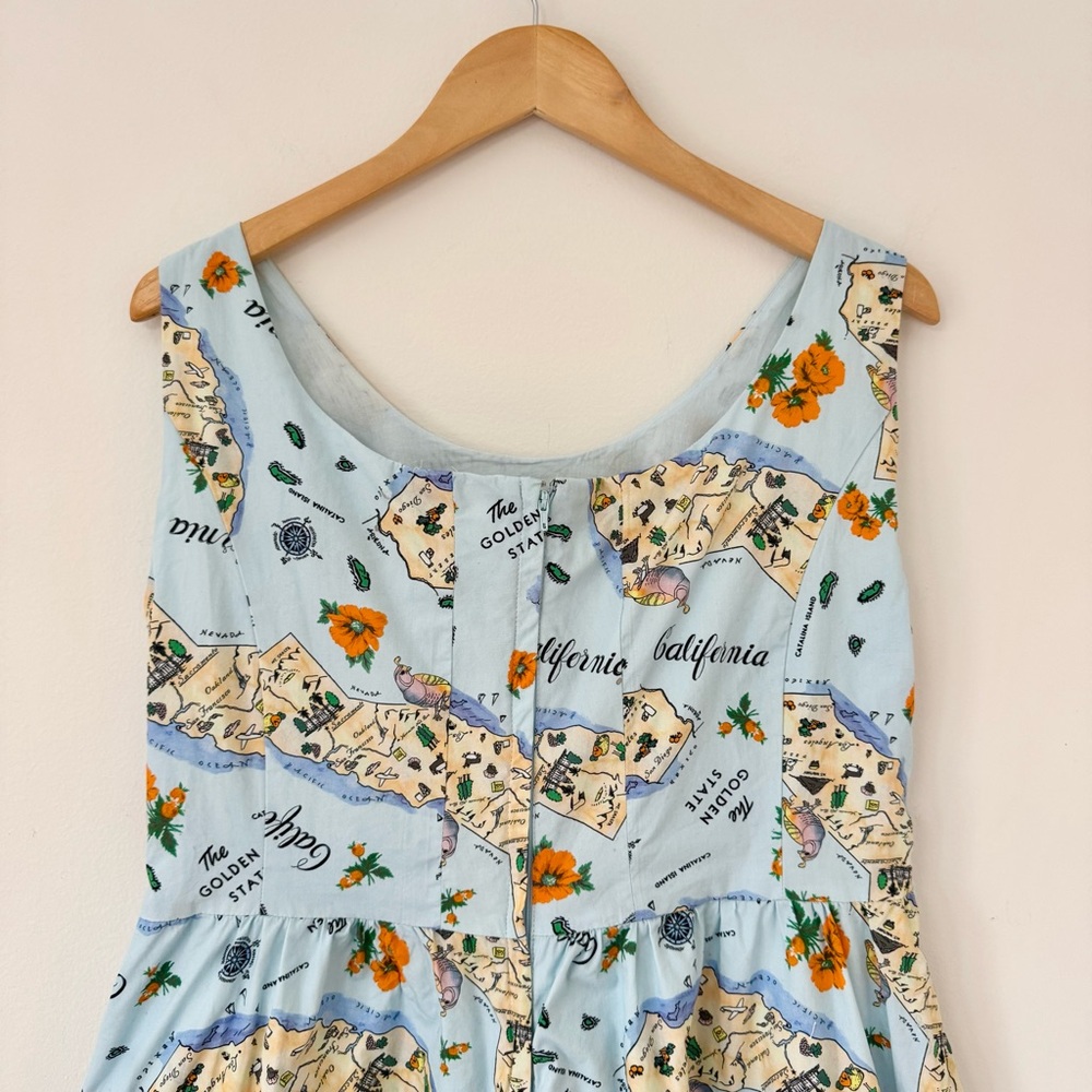 MODCLOTH Golden State California Novelty Print Fit & Flare Dress, Size M - Picture 9 of 16